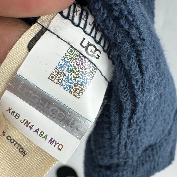 UGG Men's Cotton Turner Terry Robe Long Sleeve Navy Blue Size L/XL NWT - Picture 10 of 13